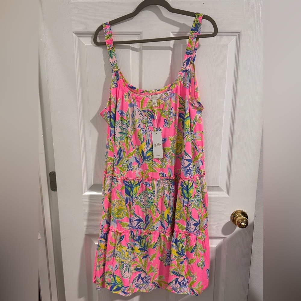 NWT Lilly Pulitzer Loro Swing multi squeezePink and Green Floral Dress